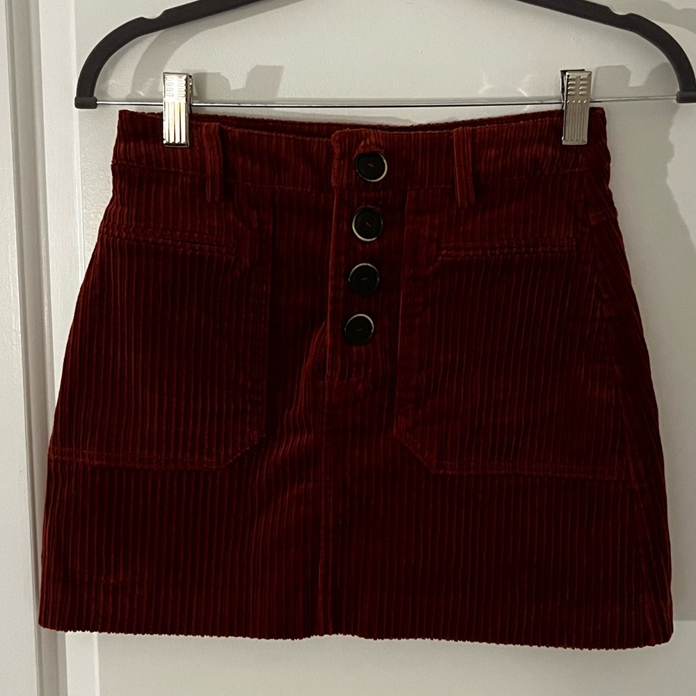 ZARA | Red Corduroy Miniskirt With Buttons | Great Conditon